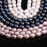 Natural Freshwater Pearls Beads Rice Shape 8-9mm Strand 14 Inches