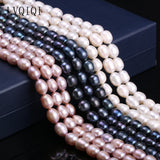 Natural Freshwater Pearls Beads Rice Shape 8-9mm Strand 14 Inches