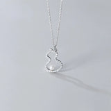 925 Silver Hollow Gourd Pendant Necklace with Pearl and Zircon for Women