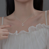 925 Silver Hollow Gourd Pendant Necklace with Pearl and Zircon for Women
