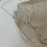LVX260 Silver Butterfly Fringe Necklace Zircon Tassel Choker