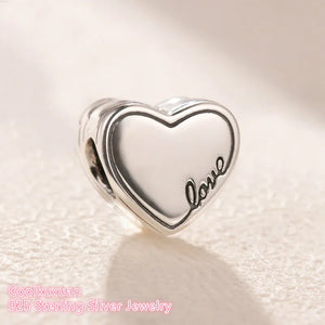 925 Silver Heart & Ring Charm Bead W/CZ for Bracelet