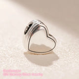 925 Silver Heart & Ring Charm Bead W/CZ for Bracelet