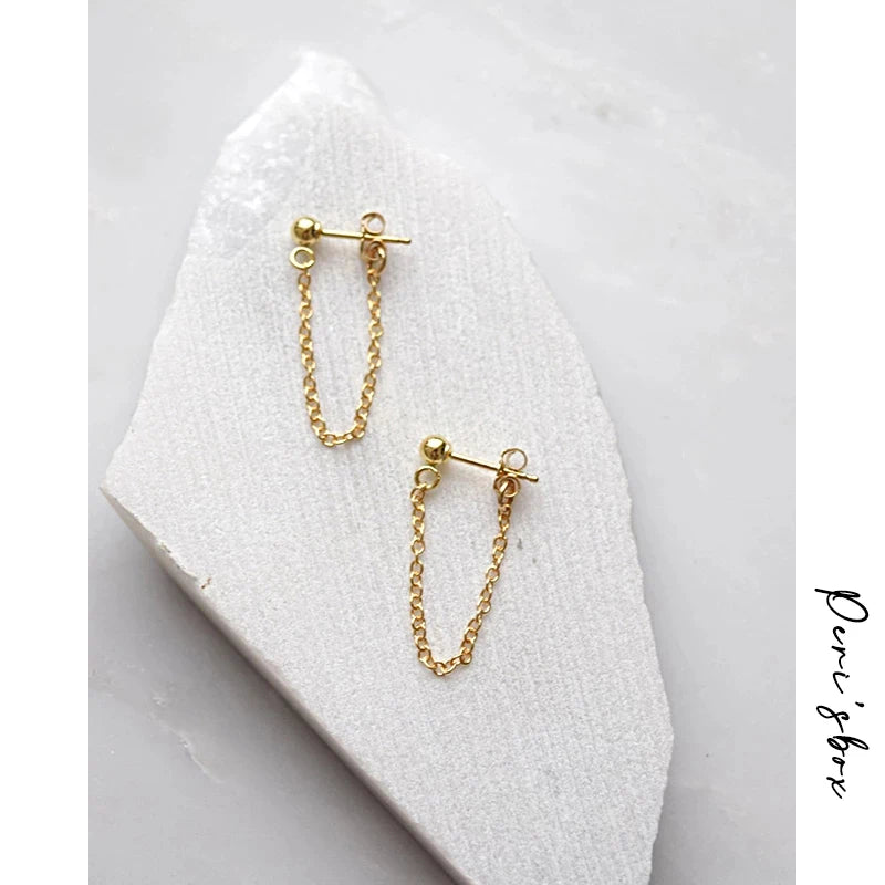 LWONG 4mm Ball Chain Ear Jacket Earrings for Women Minimalist Ear Cuff Earrings