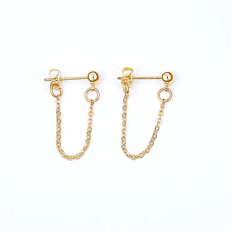 LWONG 4mm Ball Chain Ear Jacket Earrings for Women Minimalist Ear Cuff Earrings