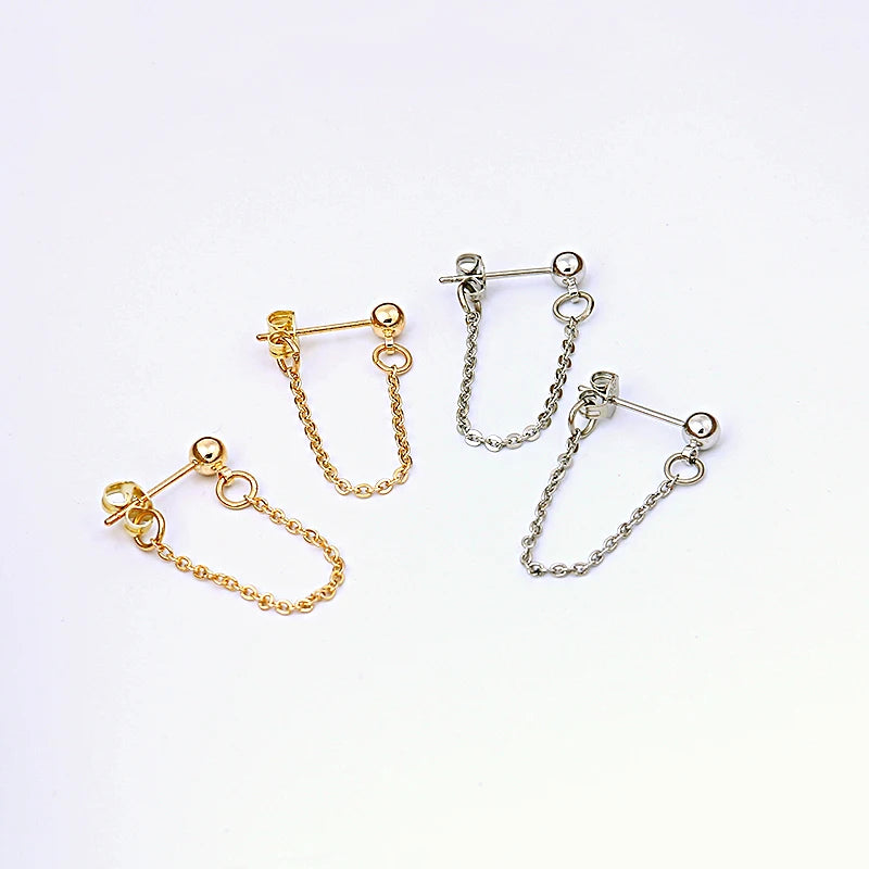 LWONG 4mm Ball Chain Ear Jacket Earrings for Women Minimalist Ear Cuff Earrings
