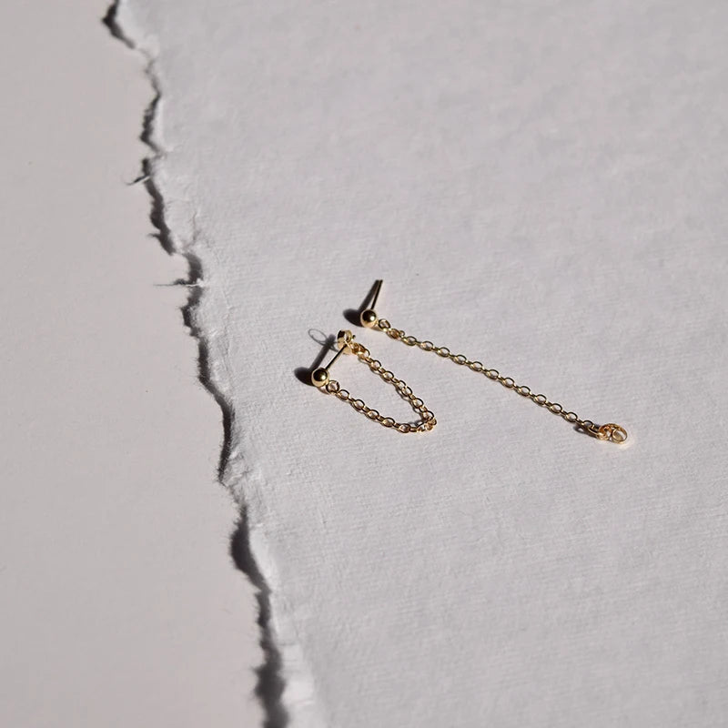 LWONG 4mm Ball Chain Ear Jacket Earrings for Women Minimalist Ear Cuff Earrings