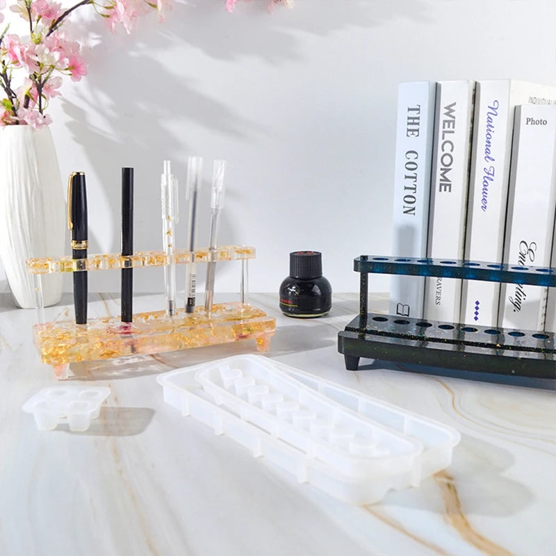 LX9D Pen Holder Mold Resin Casting Epoxy Craft DIY Office Ornament