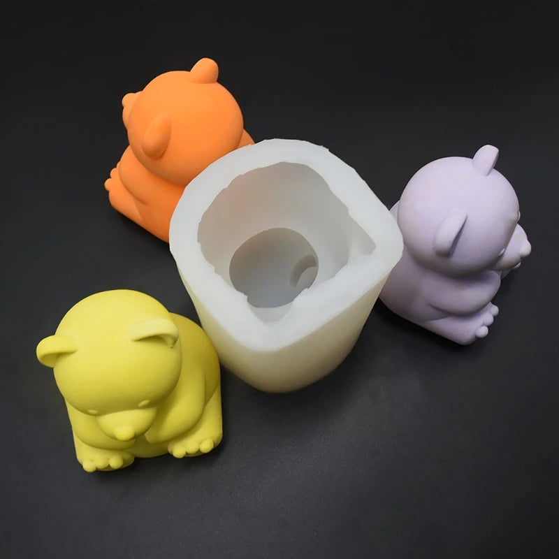 Bear Candle Mold Silicone Epoxy Molds Plaster Resin Casting Mould