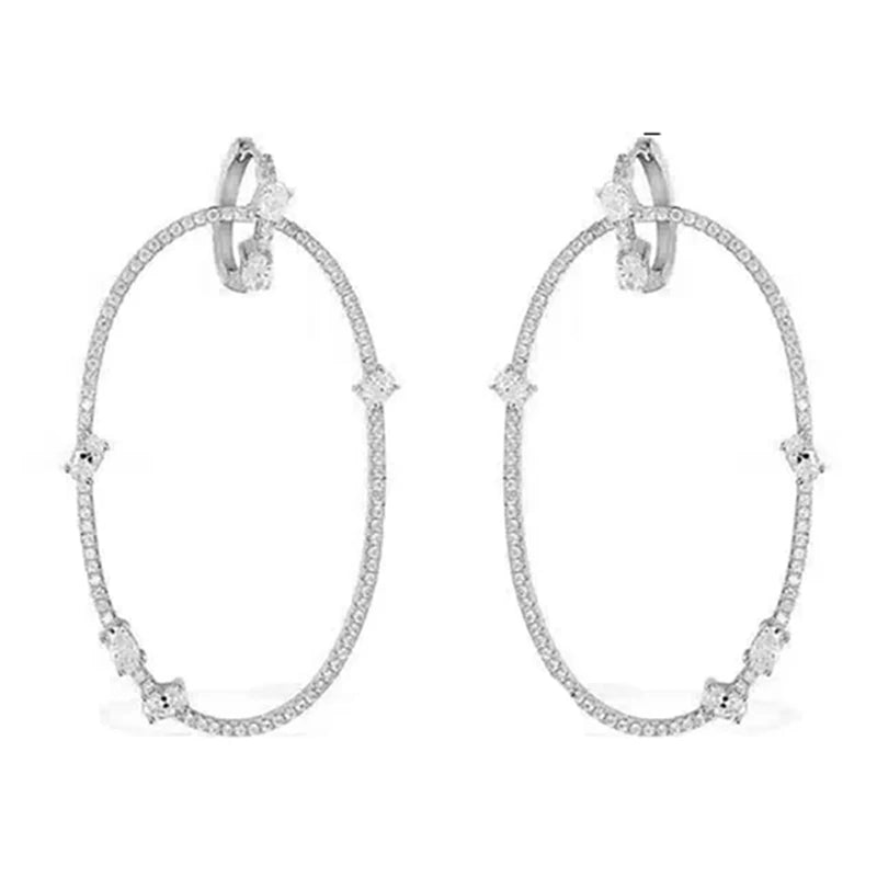 Silver Zirconia Wedding Hoop Earrings for Women