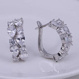 Silver Round Studs Semi-precious Stone Earrings for Women