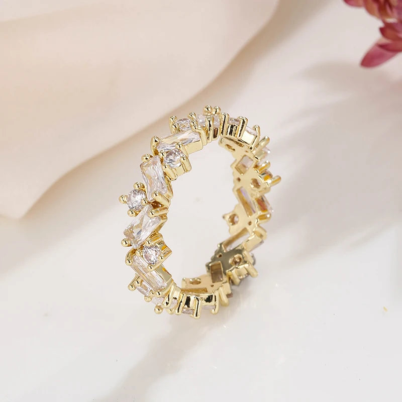 Zircon Eternity Band Wedding Engagement Ring