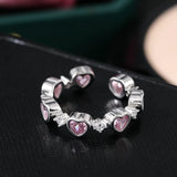 Love Heart Ring Adjustable Silver Romantic Wedding Jewelry