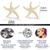 Starfish Big Earrings AAA+ Cubic Zirconia Studs Women Jewelry Gift