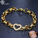 Love Peach Heart Charm Bracelet Bangle Wire Jewelry Cubic Zircon Women