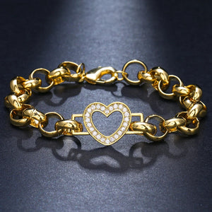Love Peach Heart Charm Bracelet Bangle Wire Jewelry Cubic Zircon Women