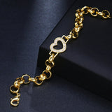 Love Peach Heart Charm Bracelet Bangle Wire Jewelry Cubic Zircon Women