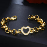 Love Peach Heart Charm Bracelet Bangle Wire Jewelry Cubic Zircon Women