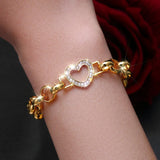 Love Peach Heart Charm Bracelet Bangle Wire Jewelry Cubic Zircon Women