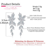 Marquise Cut Zirconia Crystal Drop Earrings Leaf CZ Bridal Wedding Jewelry