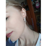 Marquise Cut Zirconia Crystal Drop Earrings Leaf CZ Bridal Wedding Jewelry