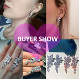 Marquise Cut Zirconia Crystal Drop Earrings Leaf CZ Bridal Wedding Jewelry