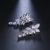 Marquise Cut Zirconia Crystal Drop Earrings Leaf CZ Bridal Wedding Jewelry