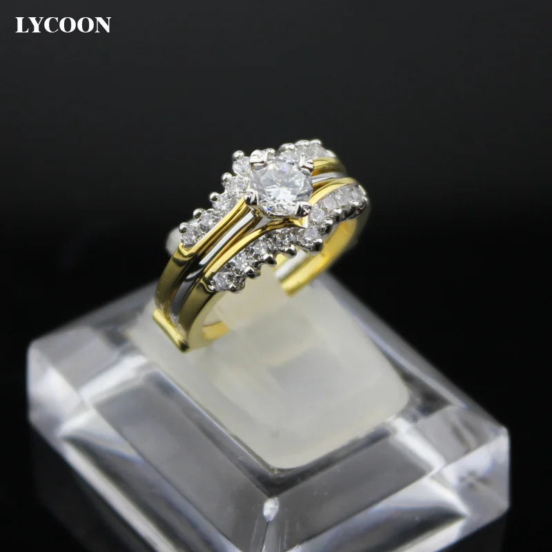 Gold-color Crystal Wedding Ring for Women