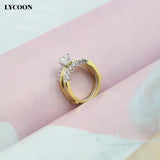 Gold-color Crystal Wedding Ring for Women