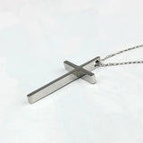 Big Smooth Cross Pendant Necklace Stainless Steel for Men or Women