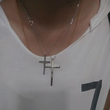 Big Smooth Cross Pendant Necklace Stainless Steel for Men or Women