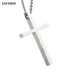 Big Smooth Cross Pendant Necklace Stainless Steel for Men or Women