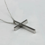 Big Smooth Cross Pendant Necklace Stainless Steel for Men or Women