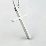 Big Smooth Cross Pendant Necklace Stainless Steel for Men or Women