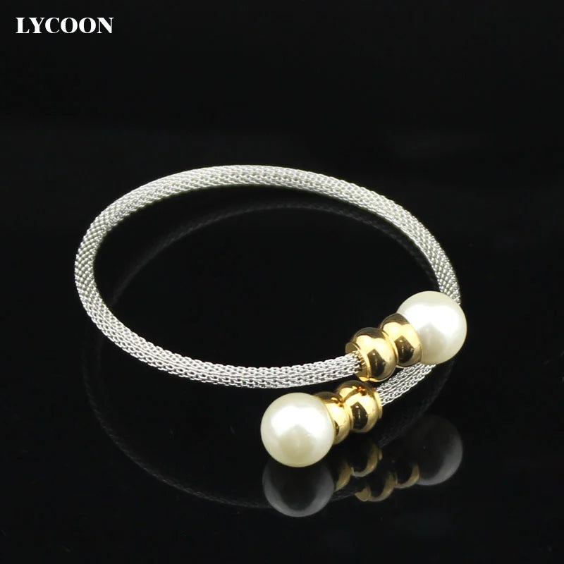 Pearls Cuff Bangle Bracelet for Girls