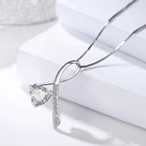 925 Silver Heart Zircon Pendant Necklace Women Rhinestone CZ Chain