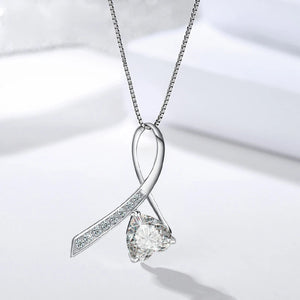 925 Silver Heart Zircon Pendant Necklace Women Rhinestone CZ Chain