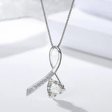 925 Silver Heart Zircon Pendant Necklace Women Rhinestone CZ Chain