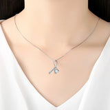 925 Silver Heart Zircon Pendant Necklace Women Rhinestone CZ Chain
