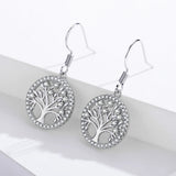 925 Silver Life Tree Drop Earrings Nature Lucky Jewelry