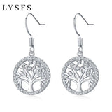 925 Silver Life Tree Drop Earrings Nature Lucky Jewelry