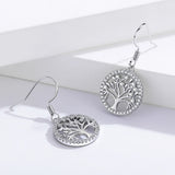 925 Silver Life Tree Drop Earrings Nature Lucky Jewelry