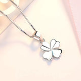 Silver Four Leaf Clover Charm Necklace Ladies Lucky Jewelry