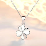 Silver Four Leaf Clover Charm Necklace Ladies Lucky Jewelry
