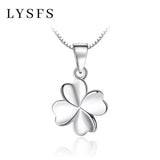 Silver Four Leaf Clover Charm Necklace Ladies Lucky Jewelry