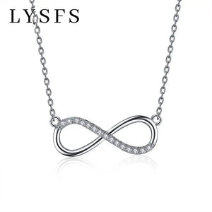 Silver Lucky 8 Chain Pendant Necklace For Women 925 Jewelry