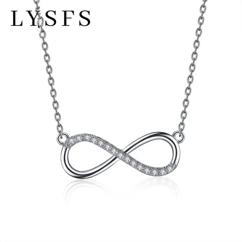 Silver Lucky 8 Chain Pendant Necklace For Women 925 Jewelry