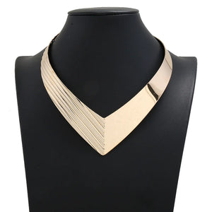 V Shape Torques Colar Girl Punk Power Choker Necklace