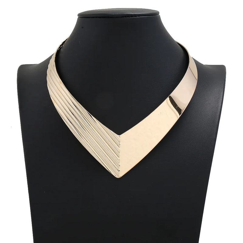 V Shape Torques Colar Girl Punk Power Choker Necklace