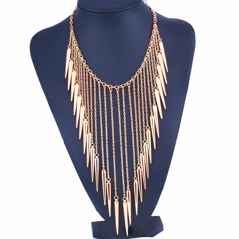 Vintage Rivet Tassel Punk Choker Necklace